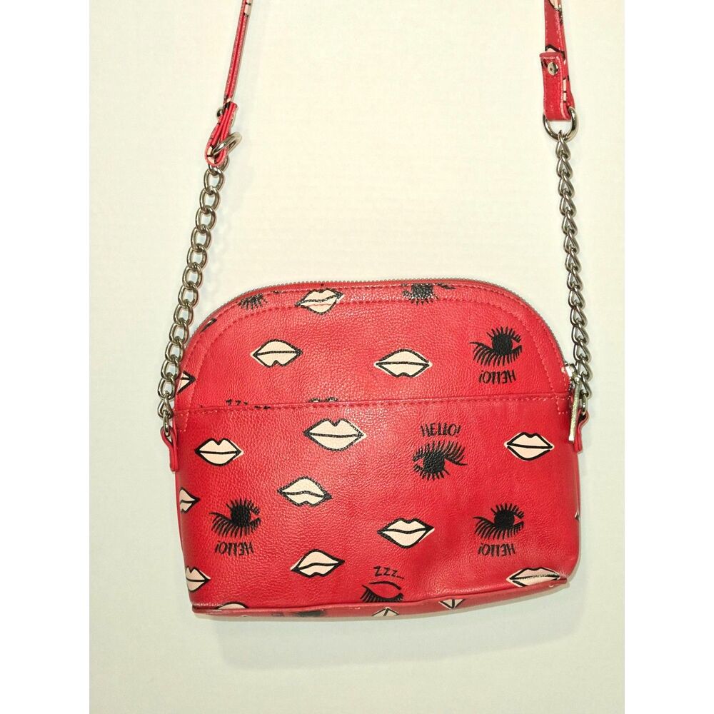 Betsey Johnson Lips & Lashes Women's Crossbody Bag | Red - Picture 2 of 10
